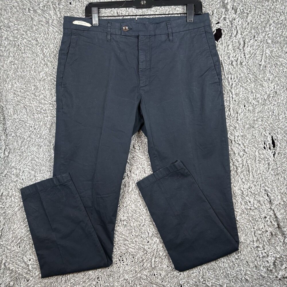 YCHAI Chino Pants Men’s Size 34 Skinny Fit Navy Blue Designer Preppy Business